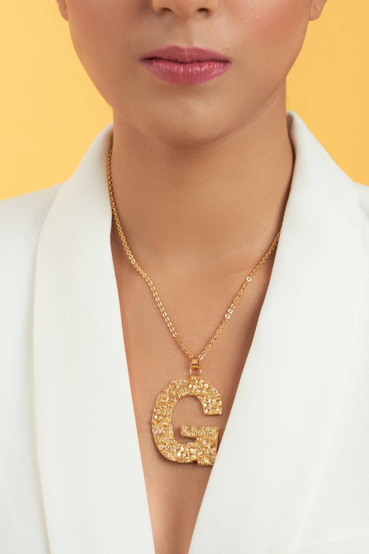 Buy RUHHEITE Gold Plated G Letter Pendant For Women by Esme Available Online at ScrollnShops